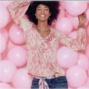 CAbi Bethany Snake Print Pink Blouse Size M NWOT